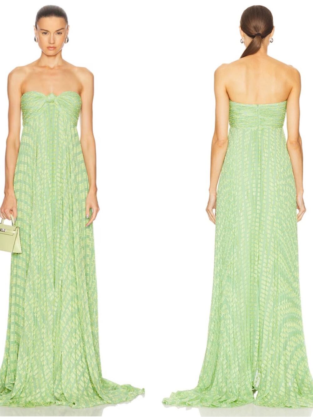 ALEXIS Elea Strapless Printed Pleated Chiffon Knot Maxi Dress Size XL